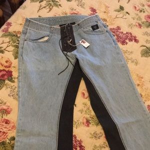 Vintage Harley Davidson lace-up denim jeans